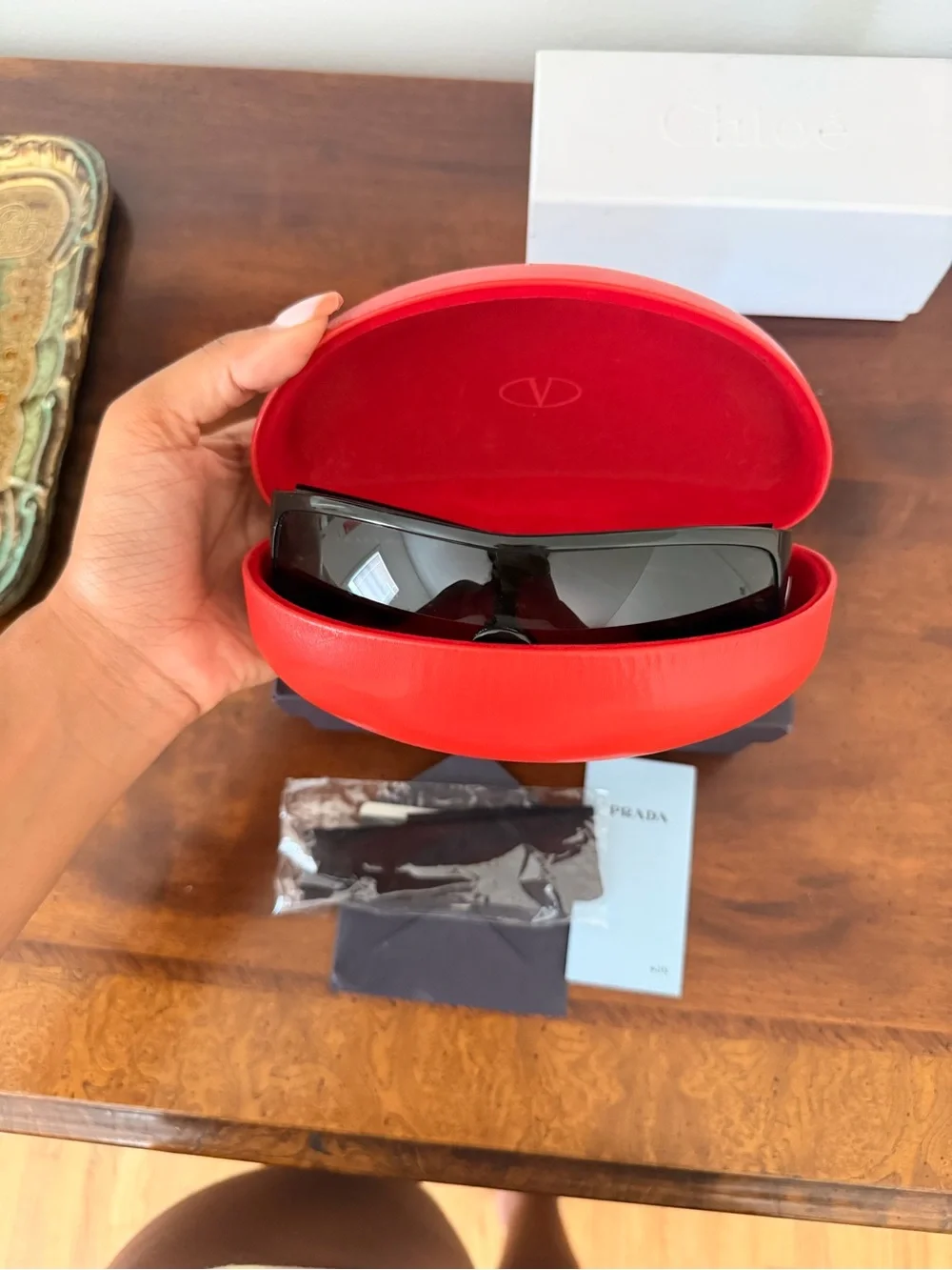 Prada Black Shield Sunglasses with Smoke Lenses